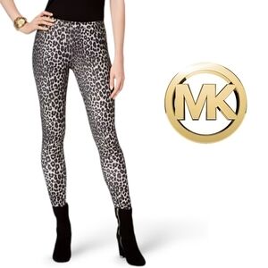 Michael Kors Leopard Print Stretch Leggings NWT XL Animal Print